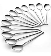 AYFDISHS Korean Spoons, 12 Pieces Stainless Steel, 8 Inch Long Handles
