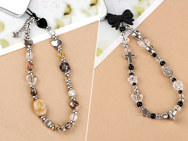 Draupnir Phone Charms Strap, Butterfly Bow Knot Beaded Phone Bracelet Strap