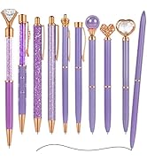 AUAUY 10 PCS Ballpoint Pens Set, Metal Crystal Diamond Crown Ballpoint Pen for Journaling, Exquis...