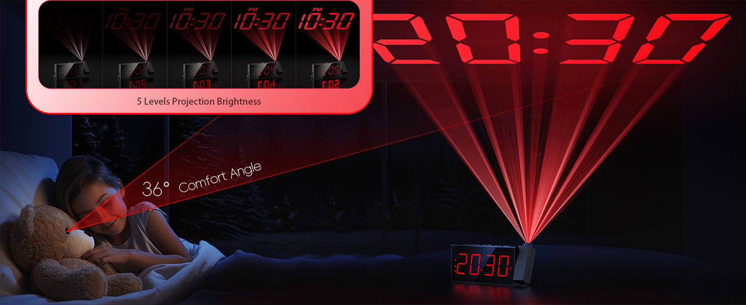 alarm clock projection on ceiling