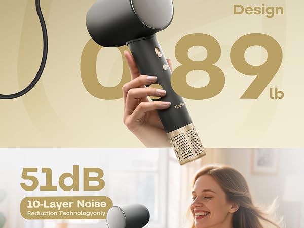 NeatToo lightweight 0.89 lb high-speed hair dryer with ergonomic handle