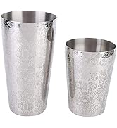 Stainless Steel Cocktail Shaker Set, Silver Etched Pattern, Bartender Bar Tool, Cocktail Shaker f...
