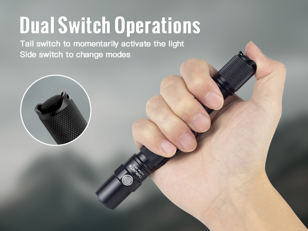 dual switch operation tactical flashlight