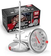 AWLKIM 2 Pack Stainless Steel Meat Thermometer, Safe Leave in Oven, 2.5-in Extra-Large Dial Food...