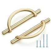 HOME EDIT Brushed Brass Cabinet Pulls, 5 Inch Hole Center, 128 mm, Curved Design Cabinet Handles ...
