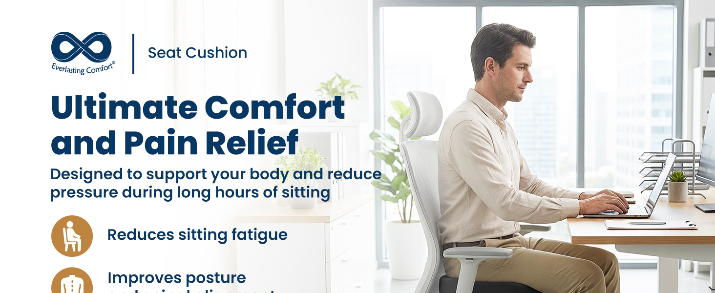 Memory Foam Seat Cushion Office Chair Car Ergonomic Accessories Tailbone Pain Relief Sciatica