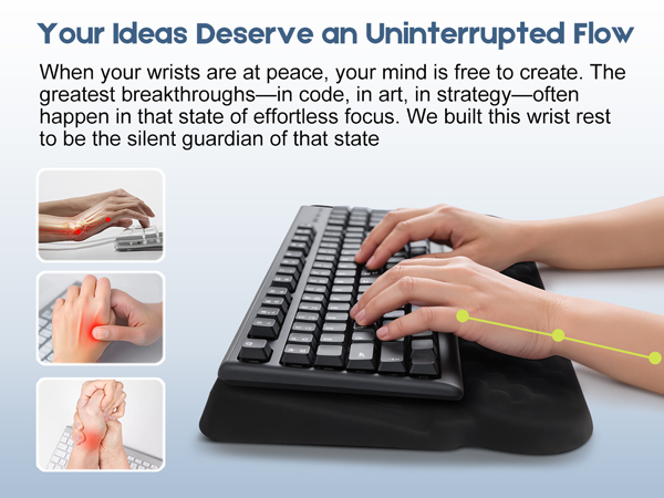 TEEYELLA Wrist Rest with Keyboard Stand, Ergonomic Keyboard Wrist Rest with Pens Storage