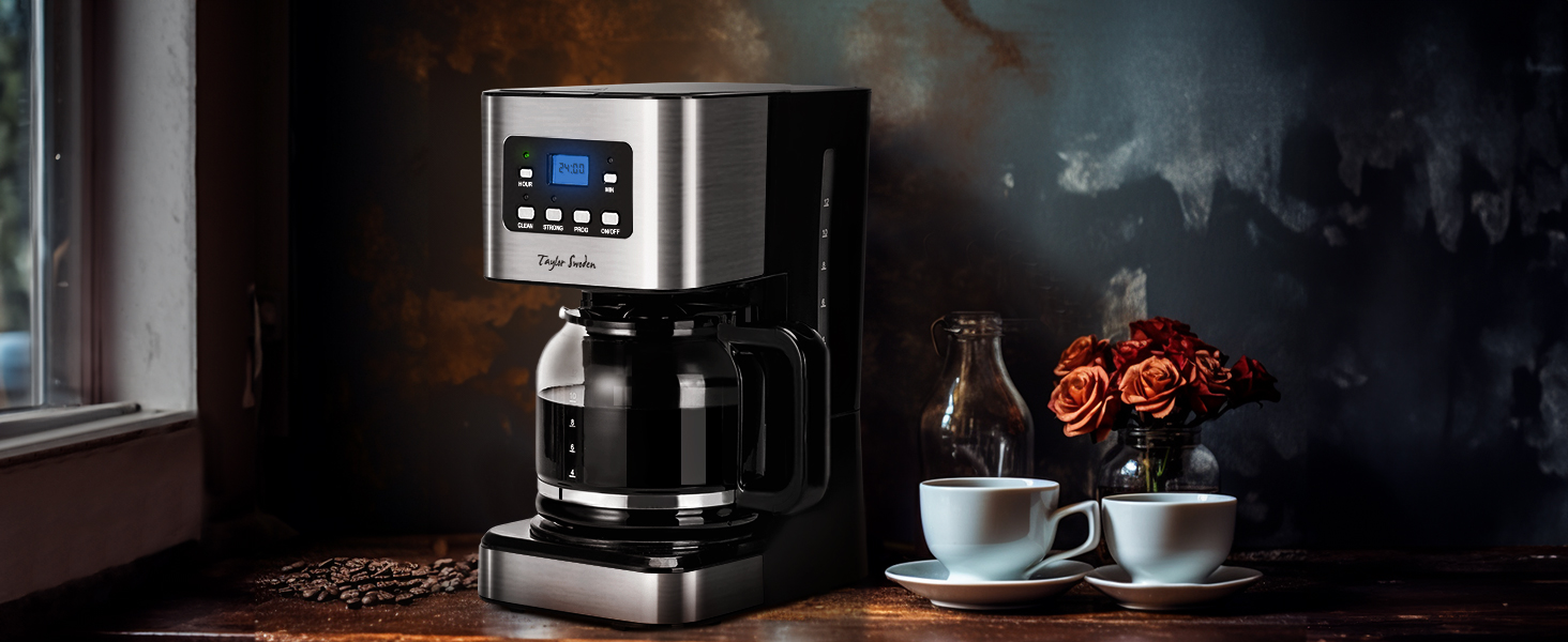 coffee pot with timer and automatic shut off and filter included 12 cup thermal stainless steel