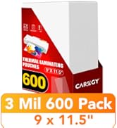 CAREGY 600 Pack Laminating Sheets,Thermal Laminating Pouches, 3 Mil, 9 x 11.5 Inches Lamination S...