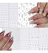 NOOEPC 7 Sheets Metallic Mirror Silver Nail Stickers Nail Art for Women 3D Star Nail Art Stickers...