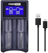 PowerTrust Smart Charger,LCD Universal Intelligent USB Dual Battery Charger for Rechargeable Li-i...