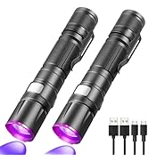 UV Flashlight Black Light, 2 Pack 395nm UV Light Flashlights USB-C Rechargeable Woods Lamp Waterp...