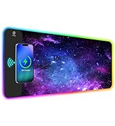 ToLuLu RGB Gaming Wireless Charging Mouse Pad, 7.5/10/15W 10 Light Modes LED Mouse Pad Computer K...