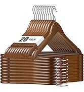 HOUSE DAY Premium Wooden Hangers 20 Pack, Wood Clothes Hangers with Pant Bar, Smooth Finish Wood ...