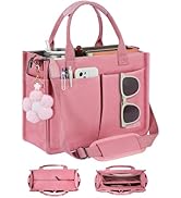 FIORETTO Womens Canvas Tote Bag Purse with Individual Compartment, Zipper Top, Reinforced Bottom ...