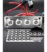 IZTOSS 4 Gang Aluminum Marine Rocker Switch Panel - Pre-Wired with White LED Indicator, 12-24 V M...