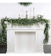 6FT Christmas Eucalyptus Garland, Norfolk Pine, Faux Cedar, Artificial Realistic Pine Handmade Cy...