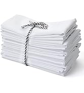 Kitchen Cloth Napkins 12 Pack 18X18 Inches Cotton Blend Soft Fabric with Hemmed Edges, White Dinn...