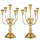 Romadedi Candelabra Gold Candle Holders - 5 Arm 11.8" Wedding Candlestick Holder for Theme Party ...