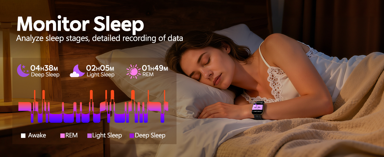 Monitor Sleep Analyze sleep stages, detailed recording of data