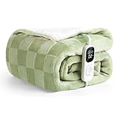 IUUI Heated Blanket Electric Throw Checkered- 50x60 Inches Soft Flannel Heating Blanket,Fast Heat...