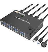 KVM Switch 2 Ports, HDMI USB 3.0 KVM Switcher Box with EDID-Emulator Function, Support 4K@60Hz Re...