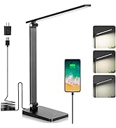LED Desk Lamp, Desk Lamp with USB Charging Port, Desk Lamps for Home Office, 3 Brightness Level D...