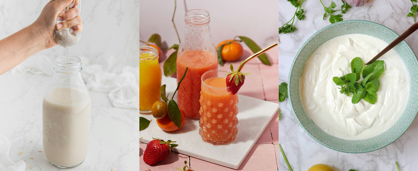 making milk yogurt juicing