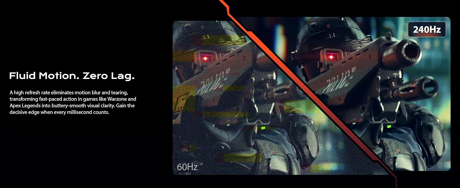 A high refresh rate eliminates motion blur and tearing, transforming fast-paced action in games