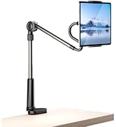 Desk Tablet Holder for iPad Pro, No Stiff Easy Adjust Arm Phone and Tablet Stand for Bed, Ereader...