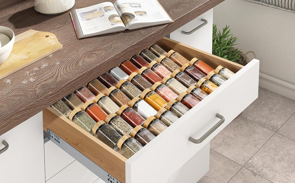 spice drawer organizer seasoning insert expandable rack tray storage jar holder stand bottle