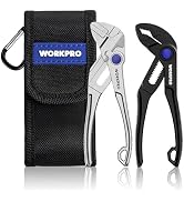 WORKPRO 2-Piece Mini Pliers Set with Pouch, 4-Inch Water Pump Pliers &amp; Pliers Wrench, High-Toughn...