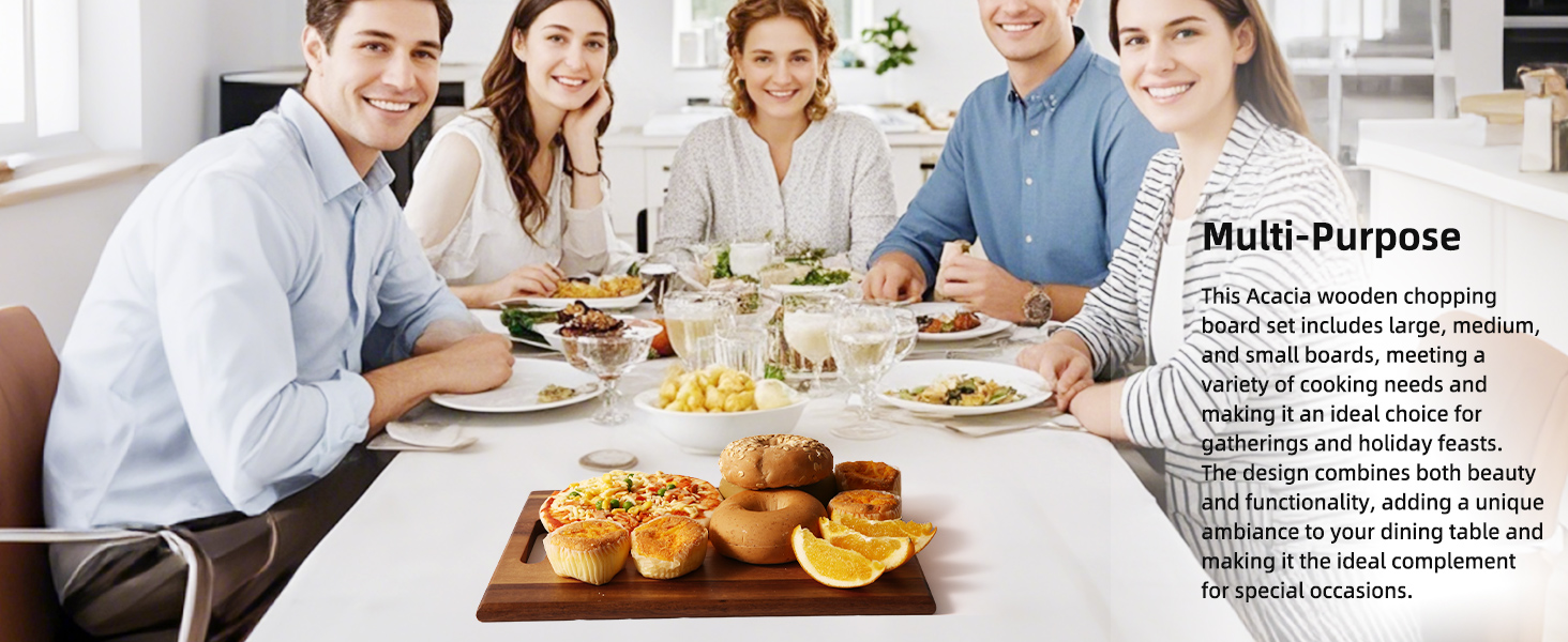 3-piece Acacia Wooden Cutting Board Set for Kitchen
