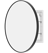 WallBeyond Bathroom Medicine Cabinet with Mirror, 24 Inch Black Round Mirror Medicine Mabinet Wal...