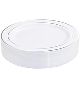 bUCLA 30PCS Silver Plastic Dinner Plates Disposable - Premium Heavy Duty 10.25inch Silver Plastic...