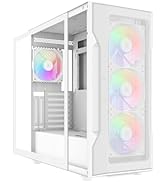 SAMA S40 Mid Tower ATX PC Case – High-Airflow Mesh Design, 4x120mm ARGB PWM Fans, Tempered Glass ...
