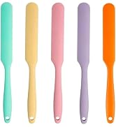 5 Pcs Silicone Jar Spatula Set, Sourdough Spatula, Long Handle Thin Spatulas for Baking, Cake Ici...