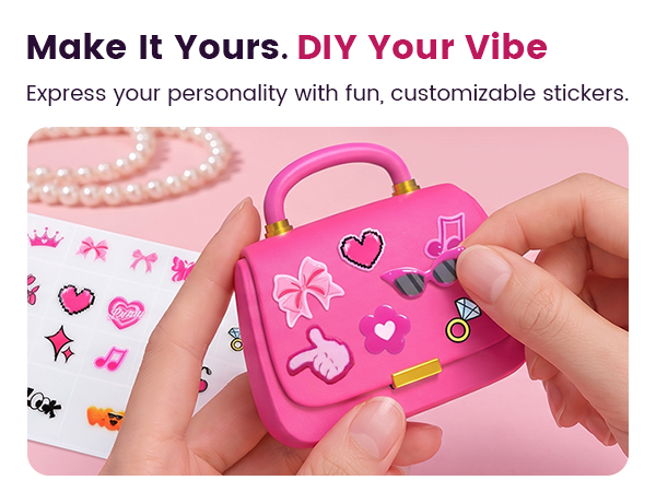 Cute pink earbuds with DIY stickers