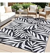 OLANLY Waterproof Outdoor Rug 5x8 ft, Reversible Plastic Straw Rug with Leaf Pattern, RV Mat, Ind...