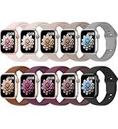 10 Pack Sport Bands Compatible with Apple Watch 38mm 40mm 41mm 42mm 44mm 45mm 46mm 49mm Women Men...