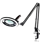 10X Magnifying Glass with Light, KIRKAS 2,200 Lumens LED Magnifying Lamp with Clamp, Stepless Dim...