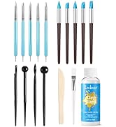 17PCS Silicone Clay Sculpting Tools, Dual-Ended Dotting Tools Set with 1.7 FL OZ Air Dry Clay Gla...