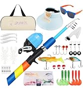 RUNCL Kids Fishing Pole and Reel Combo Kit - 4.9FT Telescopic Fishing Rod with Spincast Reel, Tac...