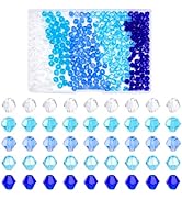 PH PandaHall 500pcs 5 Colors Blue Crystal Beads, 6mm Blue Sea Faceted Glass Bead Faceted Spacer B...