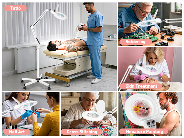 lighted magnifying glass with floor stand