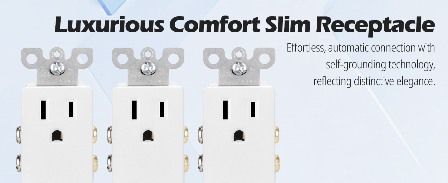 Decorator Receptacle Wall Outlet with Wall Plate