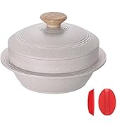 Bobikuke Korean Dutch Oven, Rice Pot, 63 oz Enameled Cast Aluminum Pot with Lid, Korean Stone Bow...