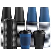 SIUQ 100 Pack 12 oz Disposable Coffee Cups with Lids and Sleeves, To Go Paper Cups for Hot &amp; Cold...