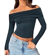 Trendy Queen Women Off Shoulder Tops Long Sleeve Shirts Going Out Outfits | Comfort stretch fabri...
