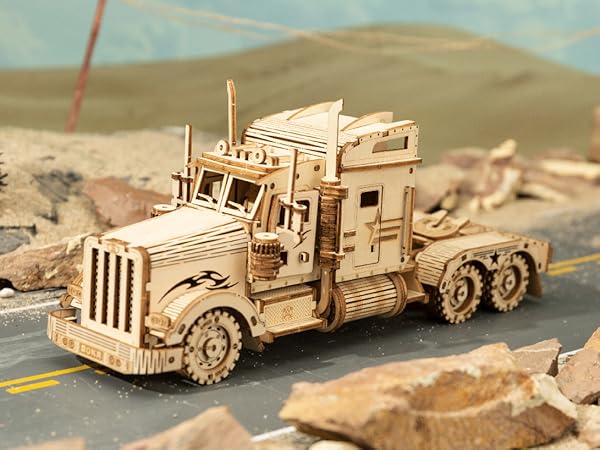 ROKR 3D Wooden Puzzle Model Car Kits to Build for Adults, 1:15 Scale Vintage Car Model Building Kit ...